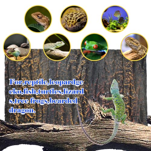 Reptile Terrarium Cork Background,17.72x11.02 Inches 3D Bearded Dragon Tank Backgrounds Wall Reptile Stereo Backdrop Amphibian Habitat Climbing Board Decoration for Lizard Gecko Reptile Turtle