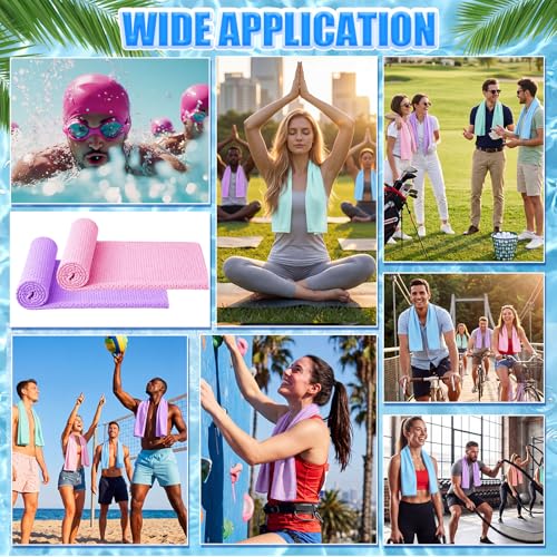 Shellwei 50 Pcs 40 x 12 Cooling Towel Bulk for Neck and Face - color: Multicolor