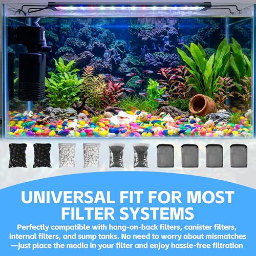 Aquarium Filter Media Double Pack - Activated Carbon, Bio Balls & Ceramic Rings Fit Most Filter Systems for Freshwater & Saltwater Fish Tanks