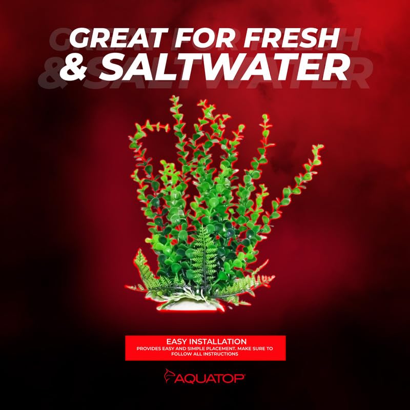 Aquatop 6" Artificial Bacopa Aquarium Plant with Weighted Base - Realistic Green Decoration for Freshwater & Saltwater Tanks, PD-BH31