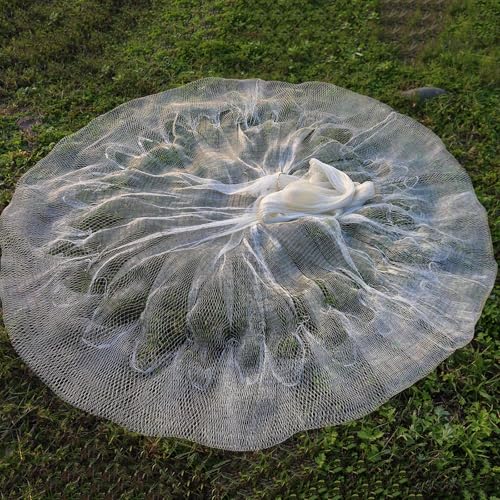 Lawaia Traditional Fishing Cast Net Multifilament Line Landing Net with Steel Pendant Weight Hand Throwing Fish Net White Nylon Small Mesh - color: white, size: 3.5m high