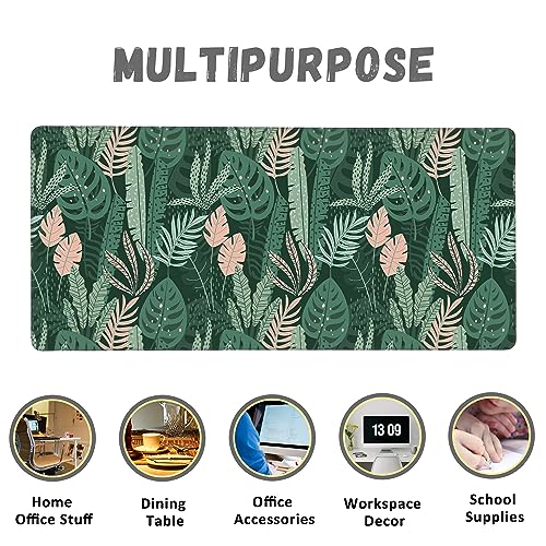 Extended Gaming Mouse Pad Abstract Tropical Leaves Large Mousepad with Stitched Edges,Anti-Slip Rubber Base Keyboard Mouse Mat Desk Pad for Gaming Home Office 35.4 x 15.7 inches - color: Abstract Tropical Leaves