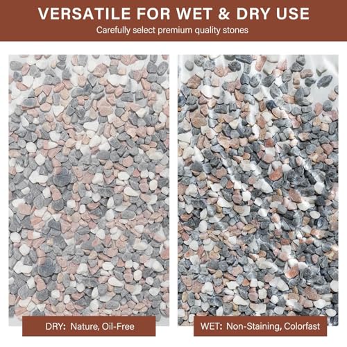 3 lbs Pebbles for Indoor Plants, 1/5 Inch Pea Gravel for Fish Tank, Decorative Rocks for Succulent, Natural River Stones for Vases, Cactus, Landscaping, Bird Bath, Aquarium, Mixed