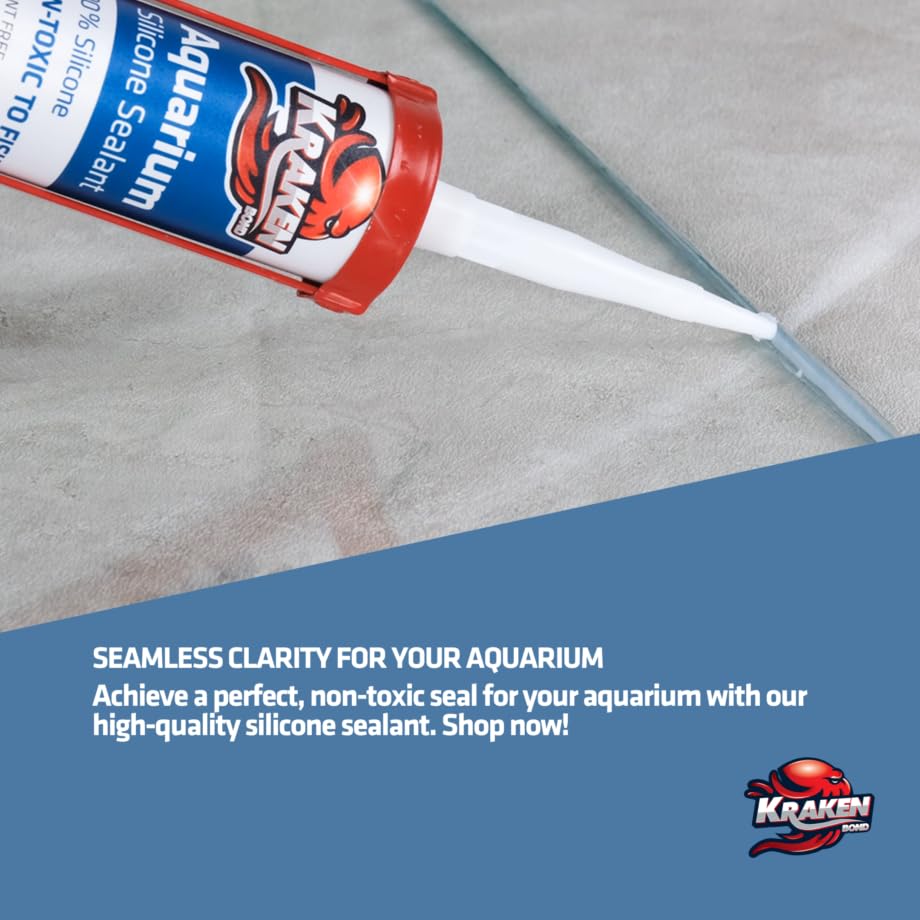 Kraken Bond Black Aquarium Silicone Sealant - (2x10.1 fl. oz.) 100% Waterproof Aquarium Safe Silicone, Non-Toxic Fish Tank Safe Sealant, Fast Curing and Strong Adhesion, 2 Pack - color: Black, size: 2 Pack