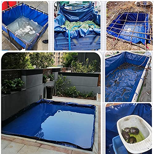 Durable Aquaculture Water Tank with Drain Valve Steel Frame PVC Temporary Fish Pond,Foldable Fish Pond Liner with Grommets Canvas Water Tank for Saltwater Fish Koi Turtles 400gsm Temporary H - size: 5x2x1M
