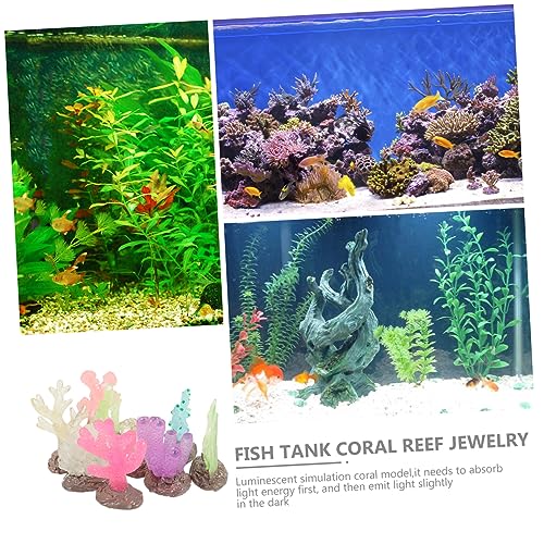 Lurrose 9Pcs Fish Tank Desktop Artificial Plant Coral Reef Accessories Mini Crafts Fish Decorations for Tank Fake Coral Decoration Reef Small Aquarium Delicate