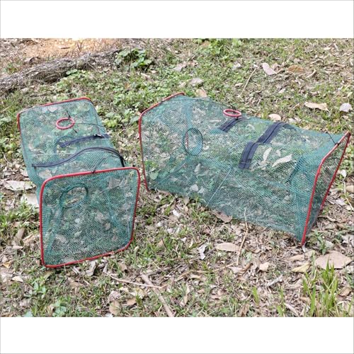 2 Pack Fishing net Trap Foldable Crawfish Bait Trap nets Shrimp Bait Trap Nets Minnow Trap Crab Trap Equipped with 19.7ft Nylon Rope Winding Board Floating Ring and Ground Plug