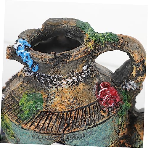 Ipetboom Aqua Hideout Vase Decor Fish Tank Decor Fish Tank Ornaments Safe Aquarium Cave Underwater Resin Barrel Ornament Broken Pot Shaped Shrimp Hideout Binaural Decorate Pet House
