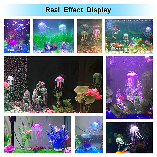 Aquarium Artificial Glowing Jellyfish Fish Tank Ornament Aquarium Silicone Decoration, 6 Pack, 1 Yr Warranty