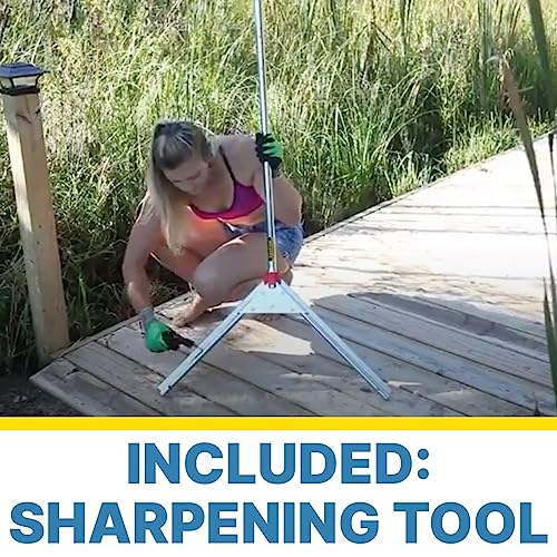 Jenlis Weed Razer Express, Lake Weed Cutter, Compact Aquatic Pond Plant Cutting Tool, Sharp Razor Blades Shear Cattail, Reed, Phragmites Lilly & Chara Algae, 30” Inch Cut Width, 25 Foot Throw Rope
