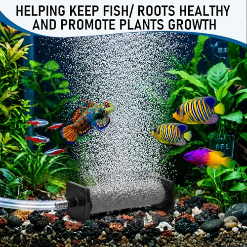 Nuanchu 12 Pack Aquarium Air Stones 5 Inch Fish Tank Air Stone Cylinder High-Temperature Sintered Ceramic Pump Bubble Diffuser Release Tool for Outdoor Small Pond Garden Circulation System