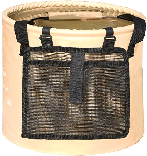 Freegrace Collapsible Bucket with Mesh Tool Pocket - 10L, 16L & 23L Portable Folding Water Container - Heavy Duty 500D Tarpaulin, BPA-Free Wash Basin for Camping, Fishing, RV, and Car Washing