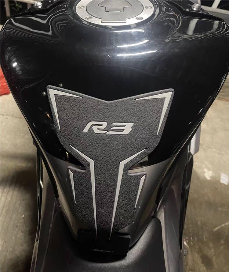 TZMAPU Motorcycle Fuel Tank Protector For Yamaha R3 Fuel Tank Pad Non-Slip Gas Tank Sticker Set Rubber Protection Pad (Black)