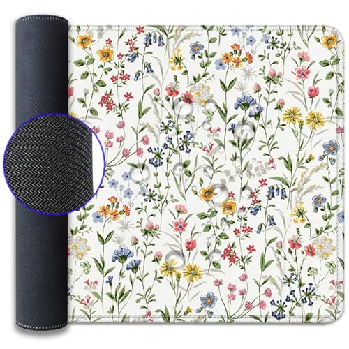 Wildflower Flowers and Plant Desk Pad Mouse Pad,Large Extended Gaming Mouse Mat with Stitched Edges,Non-Slip Waterproof Rubber Base Mousepad for Office Work Home(27.5X11.8 in) - color: Wildflowers