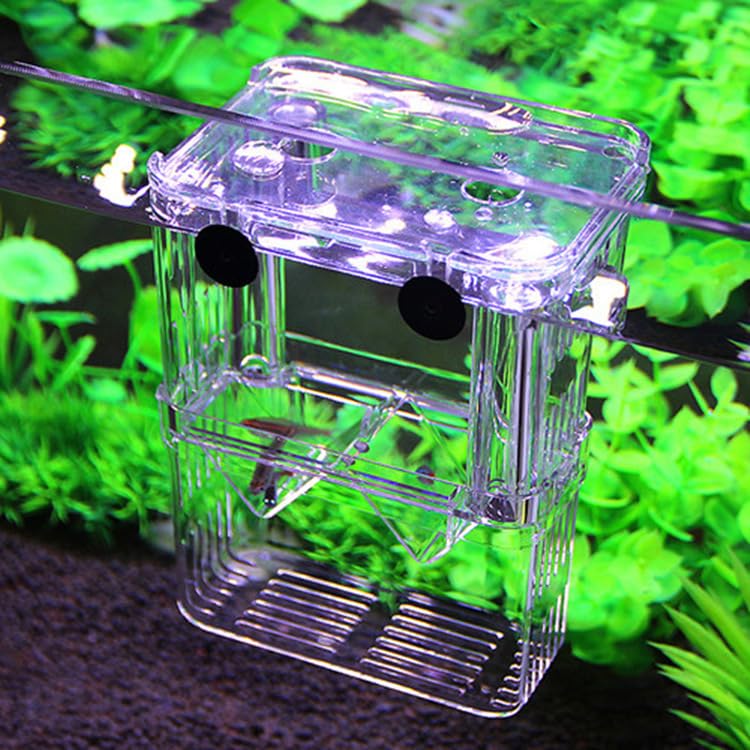 Aquarium Fish Breeding Box, Acrylic Double Layer Fishes Isolation Box/Baby Fishs Hatchery/Fry Breeder Box for Guppy,Tropical Fishes, Floating Fish Incubator Tank Divider with Suction Cups