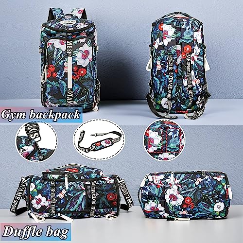 Gym Duffle Bag Backpack,4‑Way Waterproof with Shoe Compartment Travel Laptop - color: Turquoise
