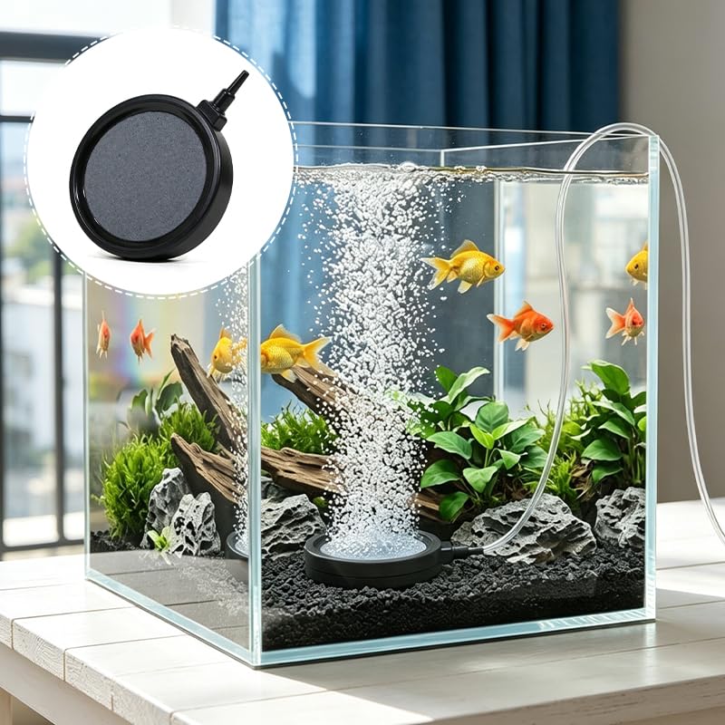 13cm Fish Tank Circular Gas Stone Plate Oxygen Diffusion Aerator Compatible with 4mm Hose Fish Tank Water Bucket Pond Universal (excluding Air Pump) - size: 13cm-1pcs
