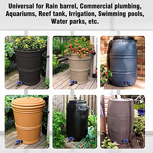 rain barrel spigot kit within MIP1-1/2 inch to FIP 1 inch pvc bulkhead adapter valve 5/8" barb fitting, for 5/2.5/50/55/100 gallon water tank garden bucket outdoor rainwater collection