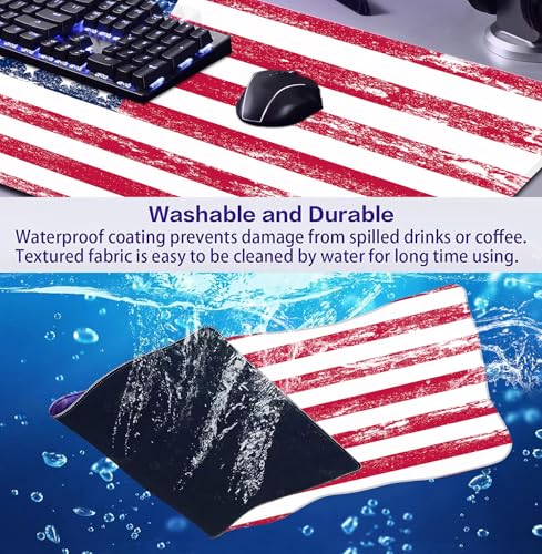 American Flag XXL Large Mouse Pad, Gaming and Home Stitching Side Table Mat | The Surface Of The Mouse Pad Is Designed With Fiber Woven Material, And The Base Is Made Of Natural Anti Slip Rubber. - color: American Flag