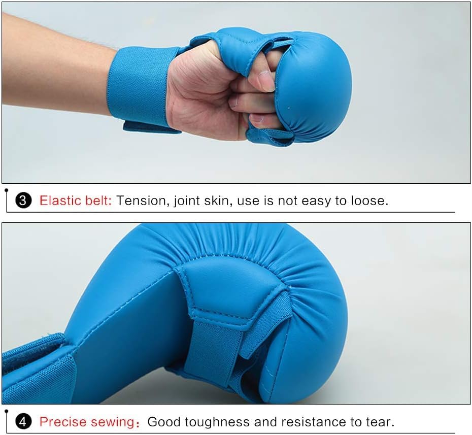 Wesing WKF Sparing Karate Gloves Without Thumb Protection Blue Red - color: Red, size: Medium