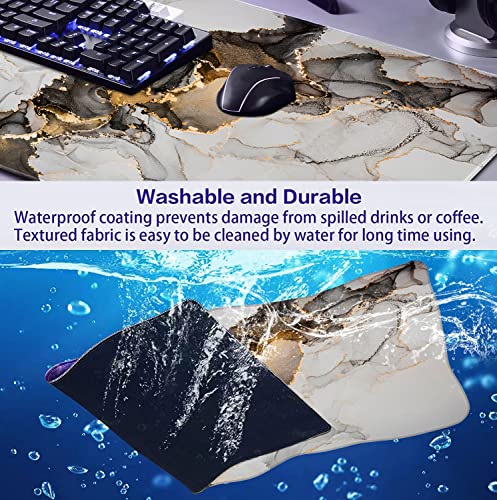 Large Expanded Marble Patterned Mouse Pad, Non Slip Rubber Keyboard Pad | The Surface Of The Mouse Pad Is Designed With Fiber Woven Material, And The Base Is Made Of Natural Anti Slip Rubber. - color: Marble