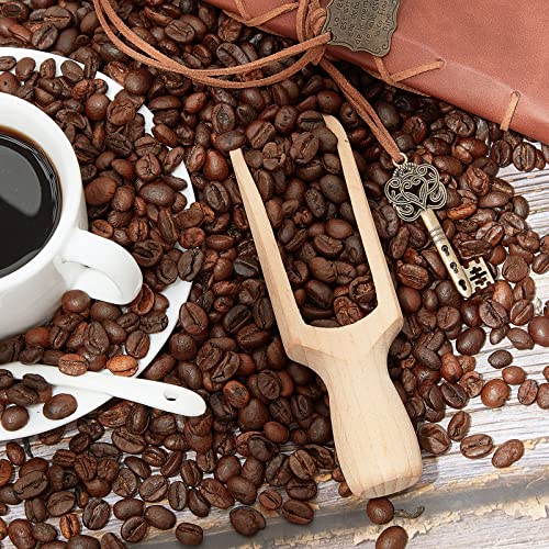 6 Pcs Wooden Scoop 5.5 Inches Beech Wood With Handle - Multipurpose Bath Container for Flour, Tea, Coffee, Seasoning, Cereal, Pepper and More
