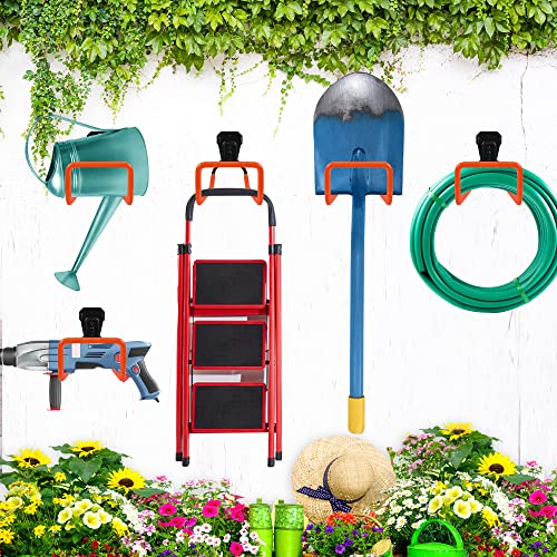 Garden Hose Holder Wall Mount Heavy Duty Garden Hose Hanger Free Standing Metal Hose Rack for Outside Yard and Garage - color: Orange