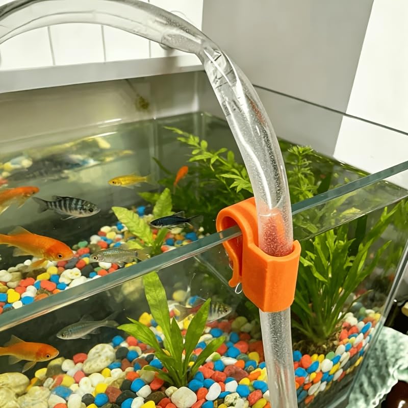 1 Pack Aquarium Hose Clip, Fish Tank Tubing Holder Clamp, Flexible Pipe Fixing Bracket for Water Tube Securing (White)