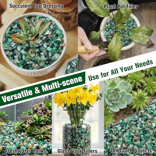 8LB Green Agate Stones 0.35"- 0.6" Aquarium Gravel for Fish Tank Natural Landscaping Pebbles Decorative Polished Stones for Plants Home Decor DIY Handmade & Vase Filler - size: 8 LB, style: Green Pebbles