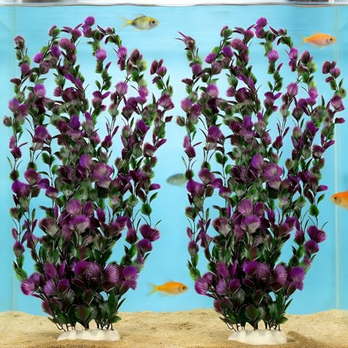 Large 25.6 inch Aquarium Plants 2 Pcs Tall Artificial Water Seaweed for Fish Tank Decor Plastic Plant for Fish Shrimp About