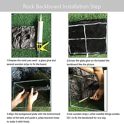 4pcs Rock Terrarium Background,3D Reptile Tank Background Board,Amphibian Stereo Backdrop Wall,Lizard Snake Gecko Spider Chameleon Turtle Fish pet silo Background Decorative Panel - color: brown-11.8"*8.8"(4pcs)