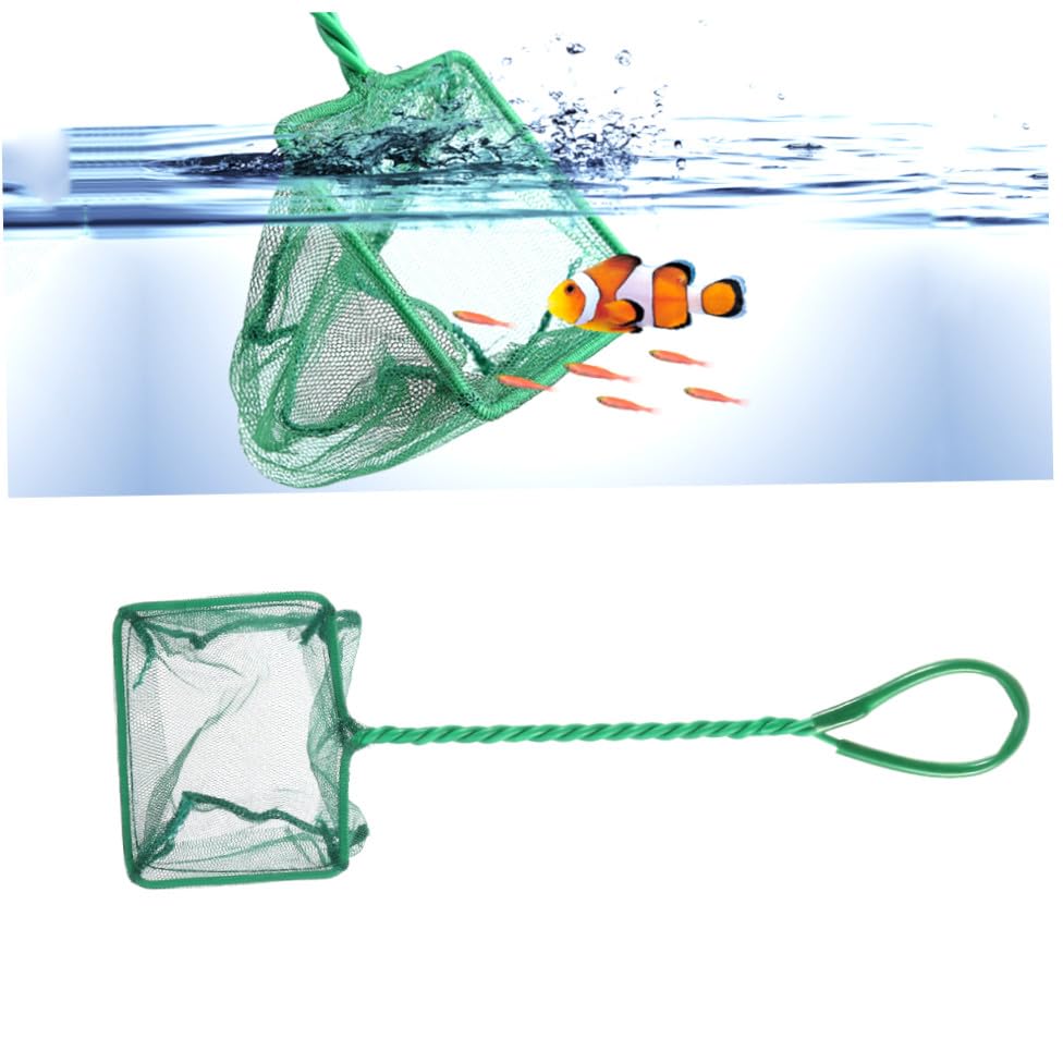 LIOOBO 4pcs 4 Inch Portable Fish Net for Aquarium Skimmer Net Fish Tank Mini Handle