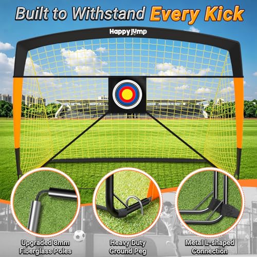 Happy Jump Kids Backyard Soccer Goals 7x5 & 5x3.6 FT, Portable Outdoor Play - size: 7x5 FT