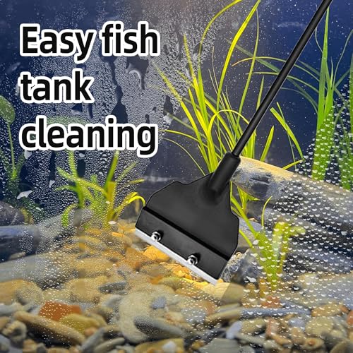 Aquarium Algae Scraper, 25.59 inch Length, 6 Replaceable Blades, Black(65cm/25.59in