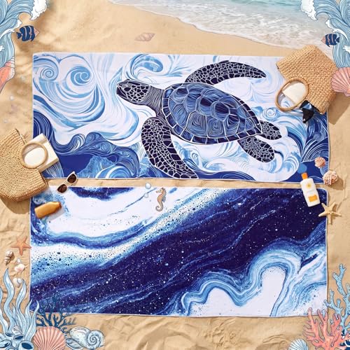 Mindsoft 12 Pack Blue Ocean Cooling Towels 35"x15" Instant Evaporative - style: Nautical