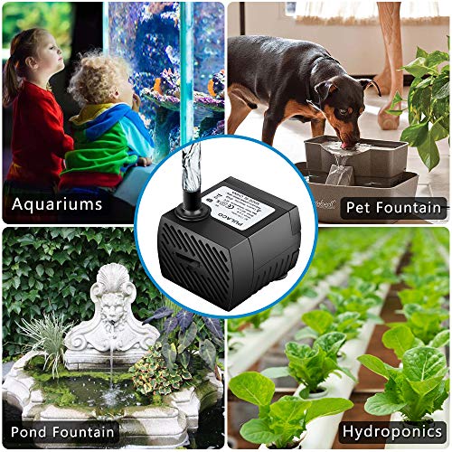 2Pcs Mini Submersible Water Pump (95GPH 5W) for Aquarium Fish Tank, Pond, Fountain, Hydroponics