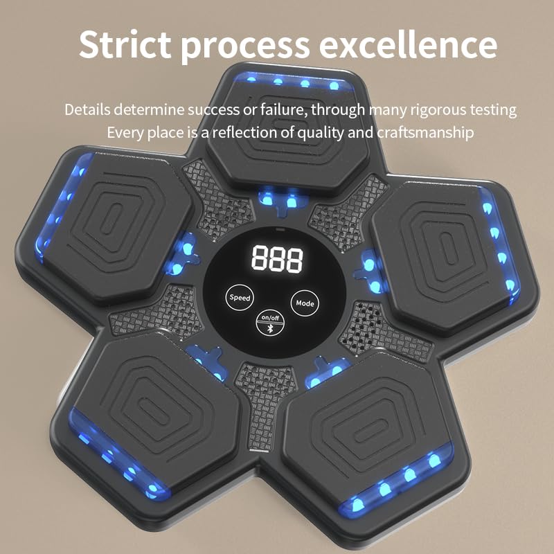 HOTSEVEN 2025 Music Boxing Machine with Boxing Gloves, Smart Bluetooth Boxing Machine with LED Electronic Wall Mounted, Music Boxing Target Workout Punching Equipment for Home(Upgrade) - style: QJB-22(pentagon)