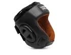 Green Hill Five Star Leather Boxing Headgear for Men & Women | AIBA-approved leather head guard for boxing, MMA and Muay Thai with secure fit and impact protection during sparring. - color: Black