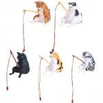Kopida Fishing Cat Statue 5PCS Creative Kitten Fishing Miniature Figurines Flower Pot Micro Landscape Mini Cute Cat Statue Aquarium Fish Tank Decor Ornaments