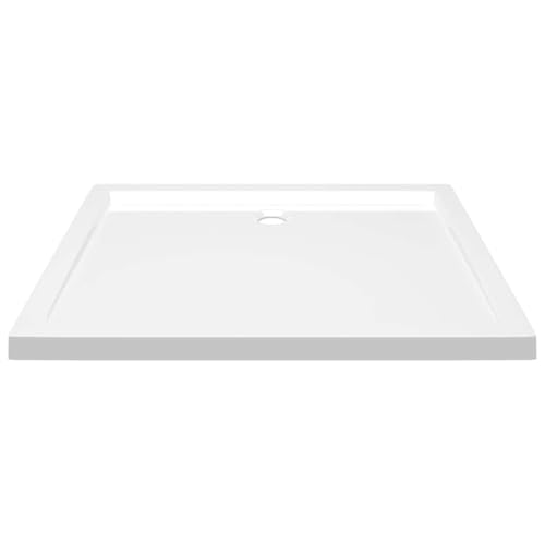 vidaXL Shower Base, Shower Pan with Center Drain, Shower Tray with Single Threshold and Flat Surface, Bath Pan for Bathroom, White ABS Rectangular - color: White, size: 31.5"x 39.4"