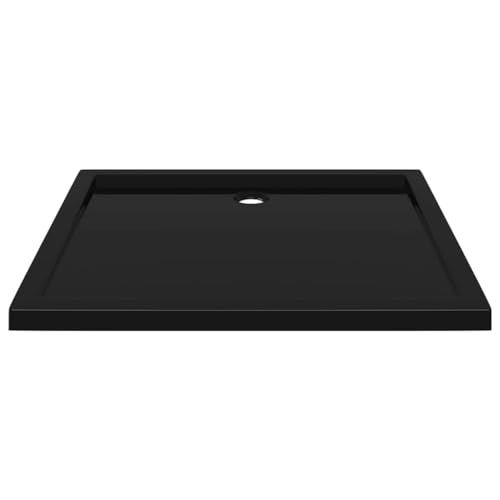 vidaXL Rectangular ABS Shower Base Tray Home Indoor Bathroom Hardware Fixture Plumbing Low Threshold Shower Tray Bath Base Black 35.4" - color: Black, size: 31.5" x 35.4"