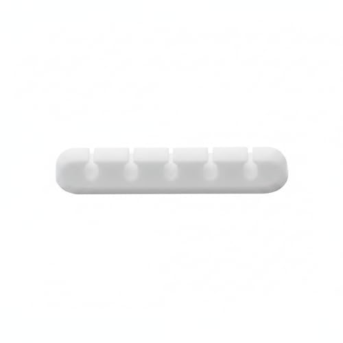 White Silicone Cable Organizer Clips with Adhesive Backing for Desk, Car Dashboard & Wall Cord Management