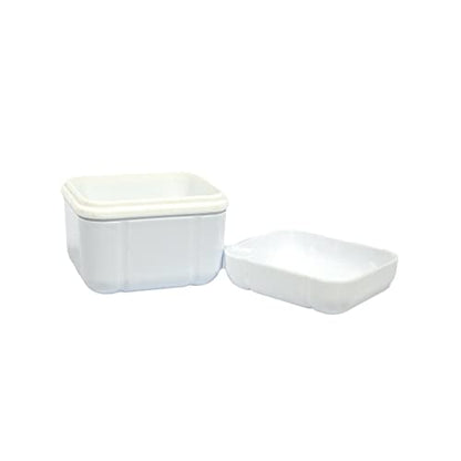 Denture Bath Case Cup Box Holder with Basket, Storage Container Care for Dentures, Clear Braces, Night Guard & Retainers,Traveling (White) - color: White
