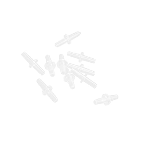 Motoforti Universal Aquarium Straight Air Line Connector Clear White 4mm Tubing 10pc Long-Lasting