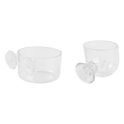 2pcs Aquarium Fish Food Feeder Cups with Suction Large and Small Acrylic Fish Feeding Containers for Chilled Bloodworm and Brine Shrimp for Aquarium Feeding