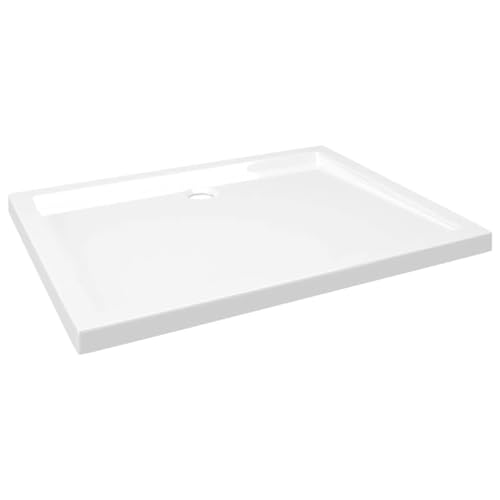vidaXL Shower Base, Shower Pan with Center Drain, Shower Tray with Single Threshold and Flat Surface, Bath Pan for Bathroom, White ABS Rectangular - color: White, size: 31.5"x 39.4"