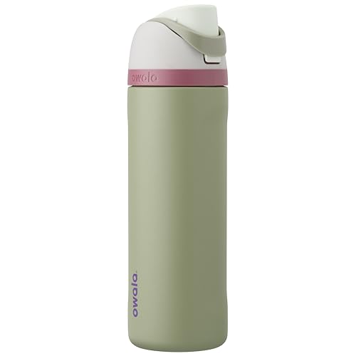 Owala FreeSip Stainless Steel Water Bottle 24 oz Grey/Green (Neo Sage) - color: Multi, size: 24 Ounces