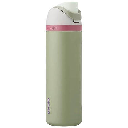 Owala FreeSip Stainless Steel Water Bottle 24 oz Grey/Green (Neo Sage) - color: Multi, size: 24 Ounces
