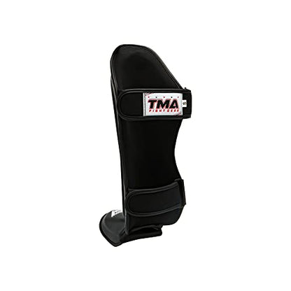 TMA Shin Guards Kickboxing Muay Thai, Premium Leather, Leg Instep Protection Pads, MMA Martial Arts Kicking Sparring Training Gear, BJJ Karate Boxing Taekwondo - size: Small