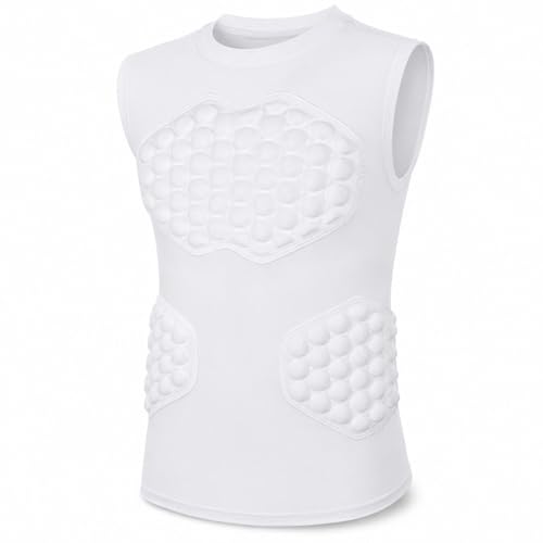 Youth Padded Protective Shirt, Chest Rib Protector Heart Guard Sternum Shirt for Baseball Football Paintball - color: White, size: Youth-S